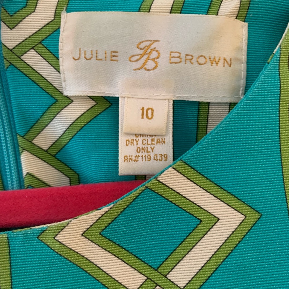 JB by Julie Brown Green and Yellow Geometric Mini Dress - Picture 4 of 5